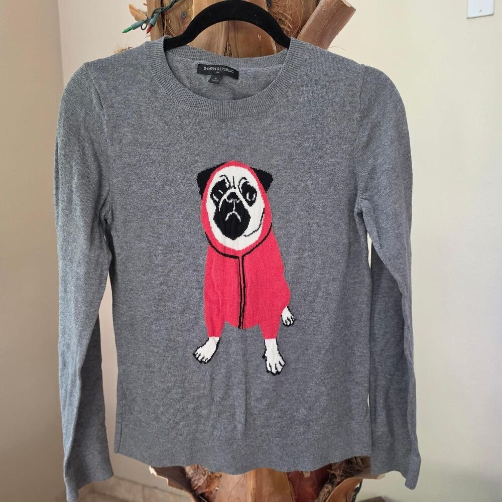 Banana-republic Women's Grey and Red Jumper